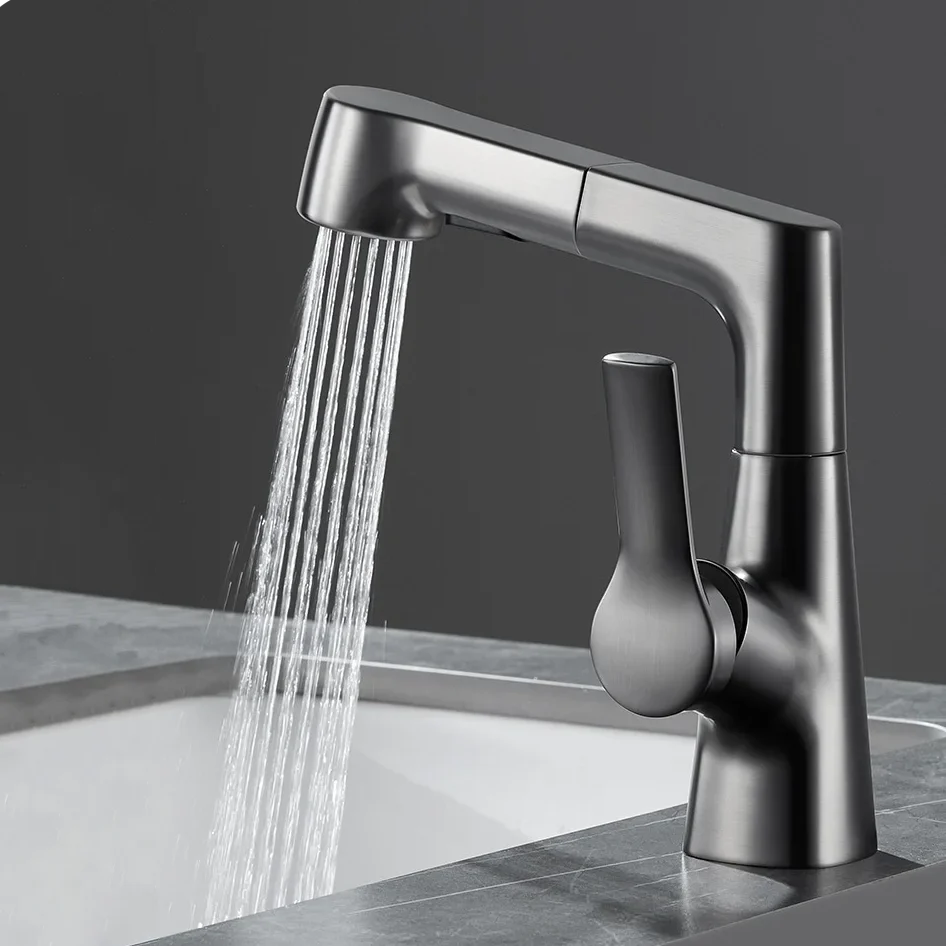 Robinet évier cuisine flexible douchette hauteur réglable - Argenté