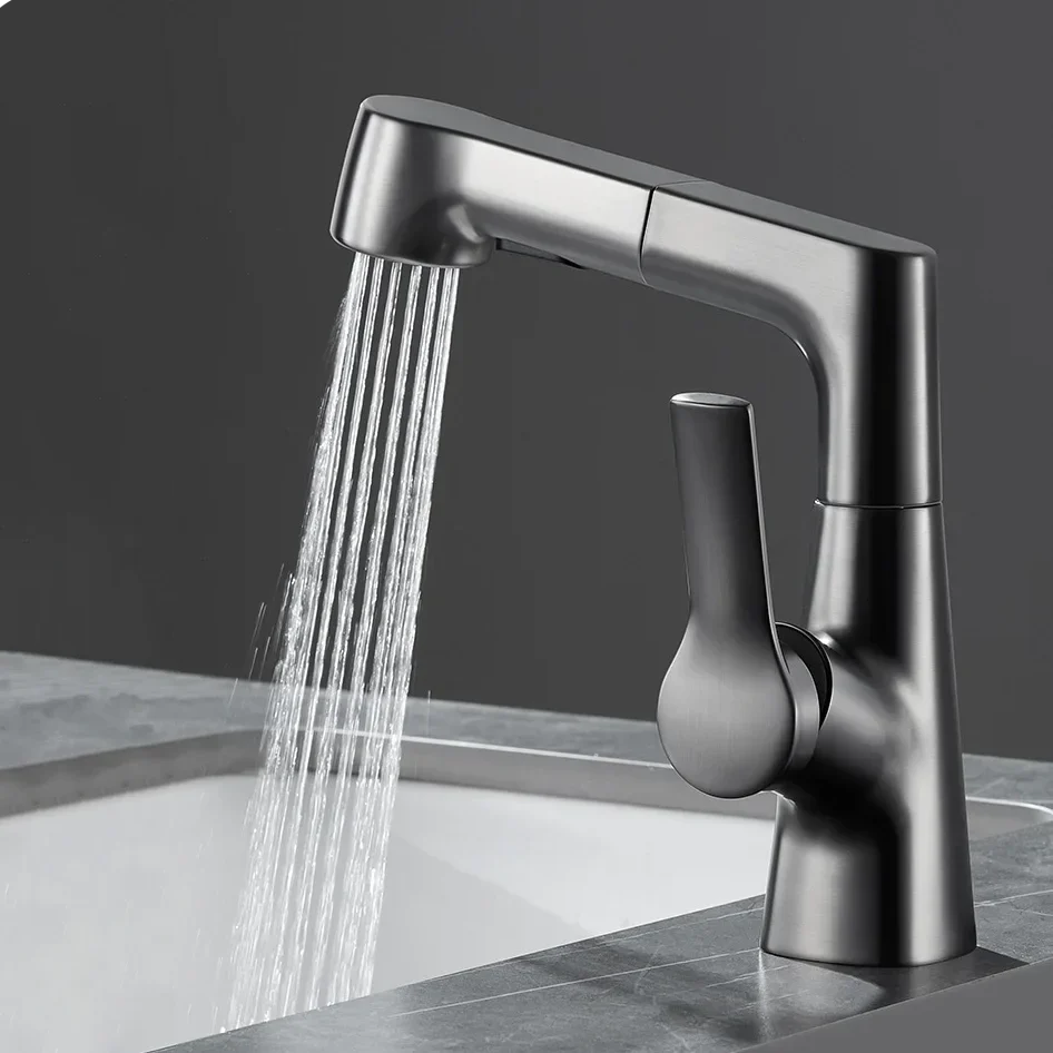 Robinet évier cuisine flexible douchette hauteur réglable - Noir