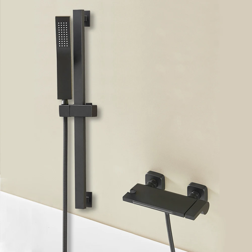 Robinet baignoire cascade douchette salle de bain - Noir - Laiton