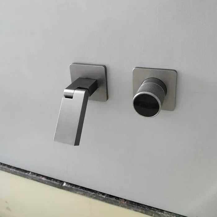 Robinet salle de bain lavabo mural encastrable pivotant - Argenté - Laiton