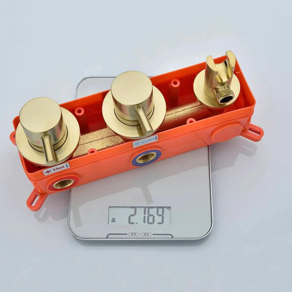 Robinet baignoire salle de bain mural encastrable douchette - Doré - Laiton