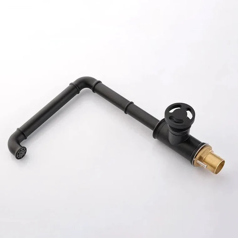 Robinet évier cuisine design industriel mitigeur - Noir - Laiton