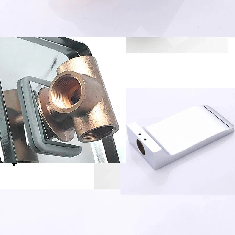 Robinet salle de bain lavabo encastrable mural cascade - Argenté - Laiton