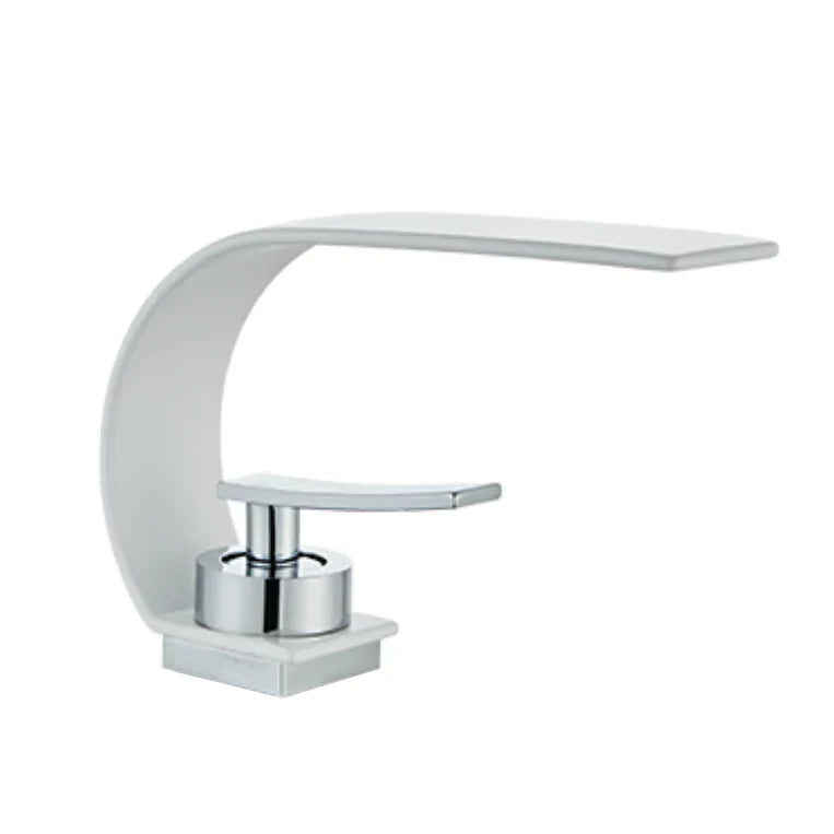 Robinet lavabo salle de bain plat incurvé - Blanc