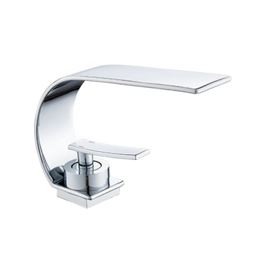 Robinet lavabo salle de bain plat incurvé - Argenté