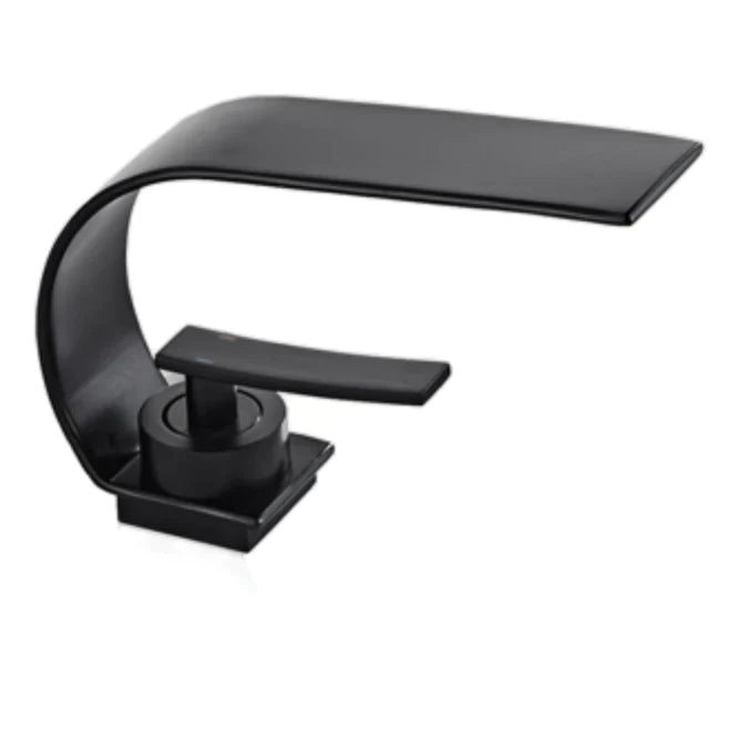 Robinet lavabo salle de bain plat incurvé - Noir