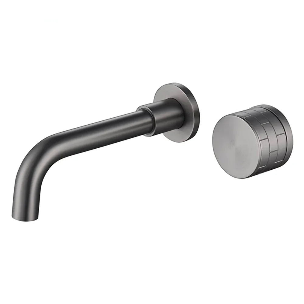 Robinet lavabo salle de bain mural encastrable mitigeur molette - Argenté - Laiton