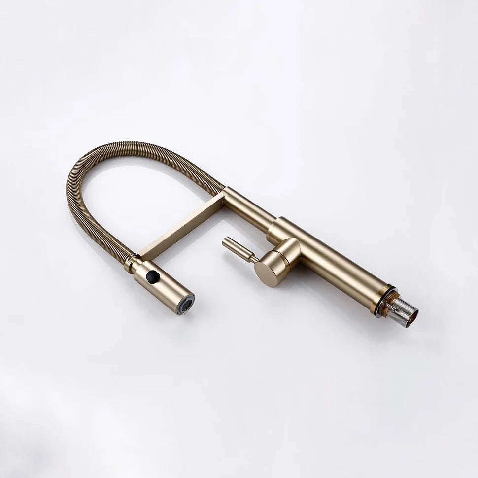 Robinet évier cuisine flexible douchette design - Doré - Laiton