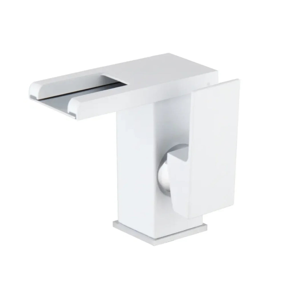 Robinet lavabo salle de bain design cascade led température - Blanc
