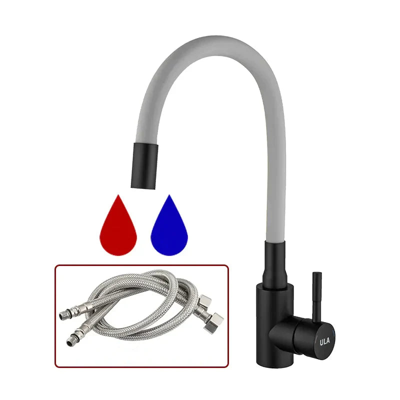Robinet évier cuisine flexible coloré mitigeur - Noir