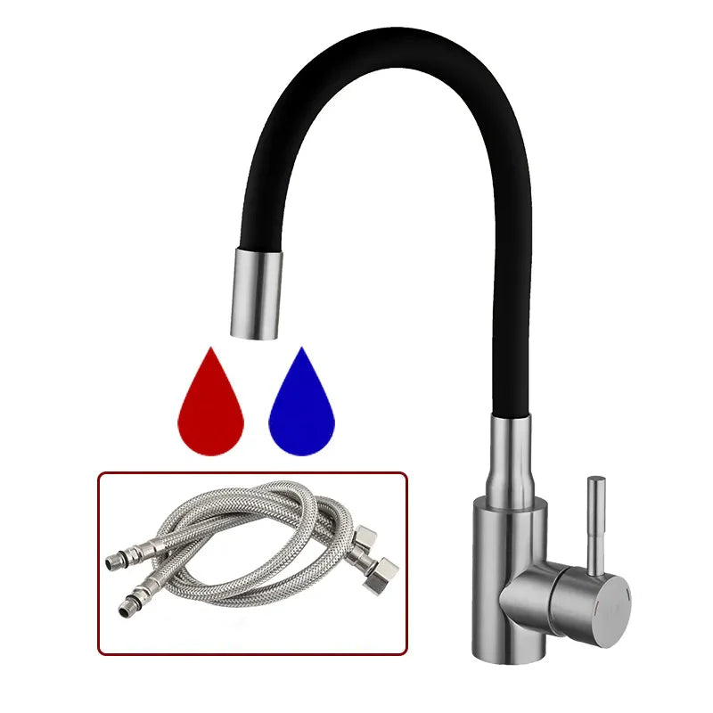 Robinet évier cuisine flexible coloré mitigeur - Argenté