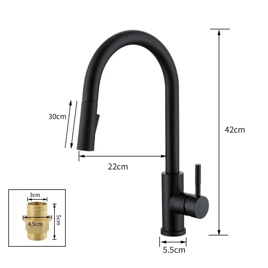 Robinet évier cuisine design mitigeur tactile pivotant - Argenté