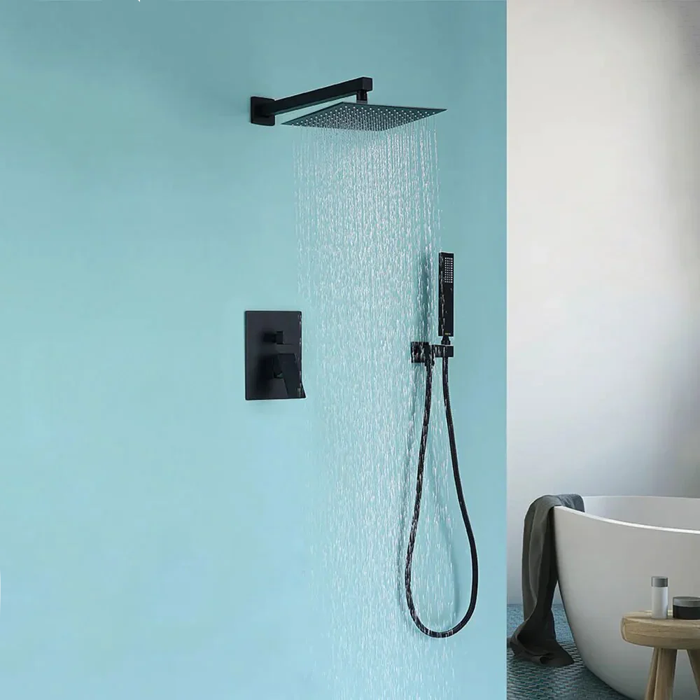 Robinet salle de bain colonne de douche douchette - Noir - Laiton