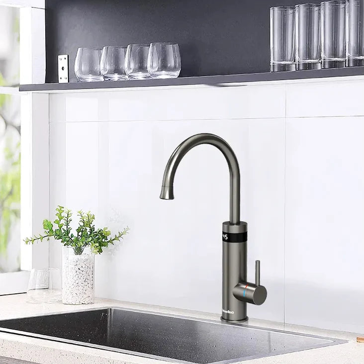 Robinet évier cuisine mitigeur affichage numérique thermostatique - Argenté