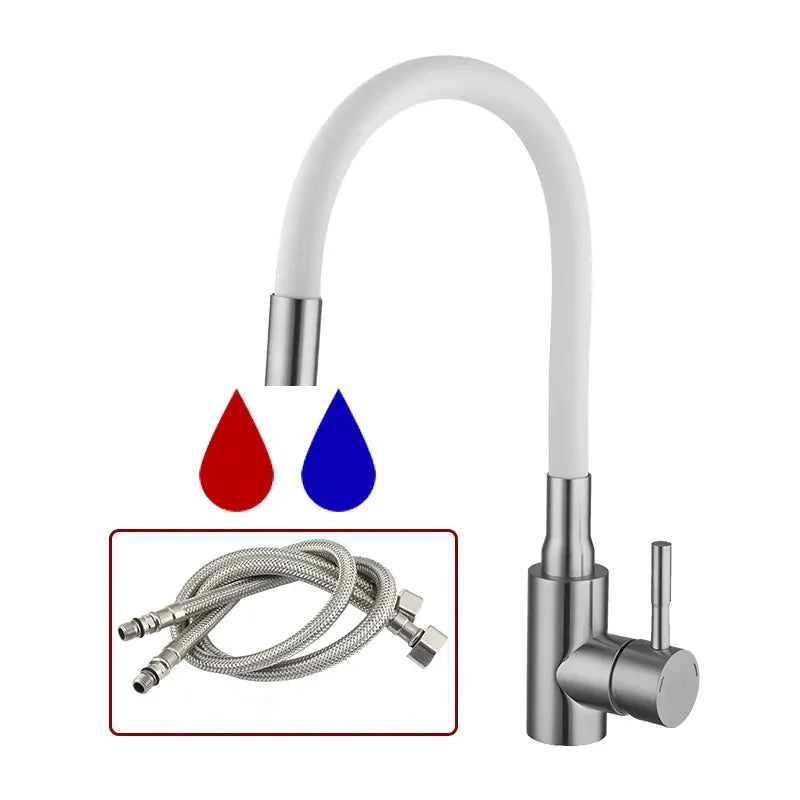 Robinet évier cuisine flexible coloré mitigeur - Argenté