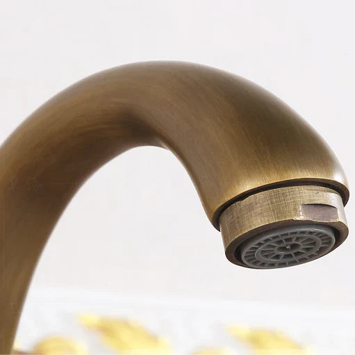 Robinet lavabo salle de bain rétro double poignées - Bronze - Laiton