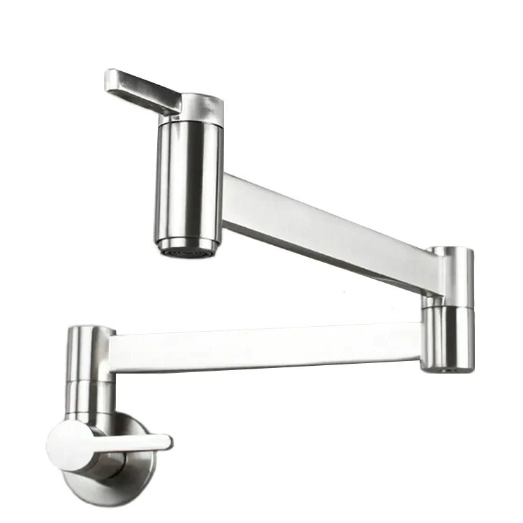 Robinet évier cuisine eau froide rabattable mural encastrable - Argenté - Laiton