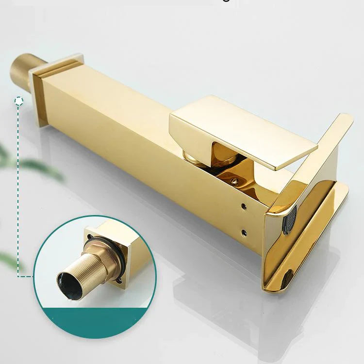 Robinet lavabo salle de bain design rectangulaire cascade - Doré - Laiton