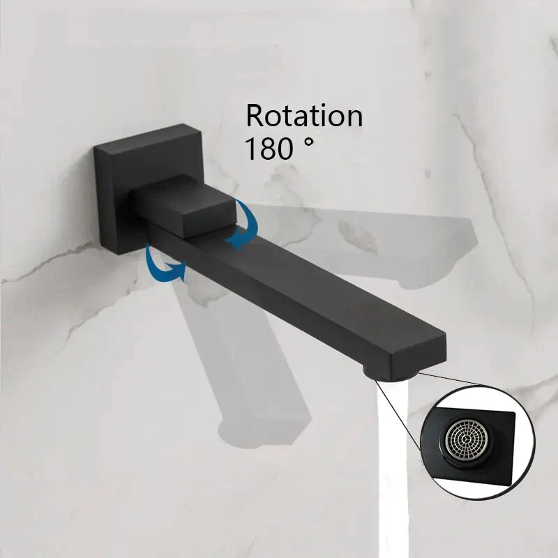 Robinet baignoire salle de bain colonne de douche douchette - Noir - Laiton