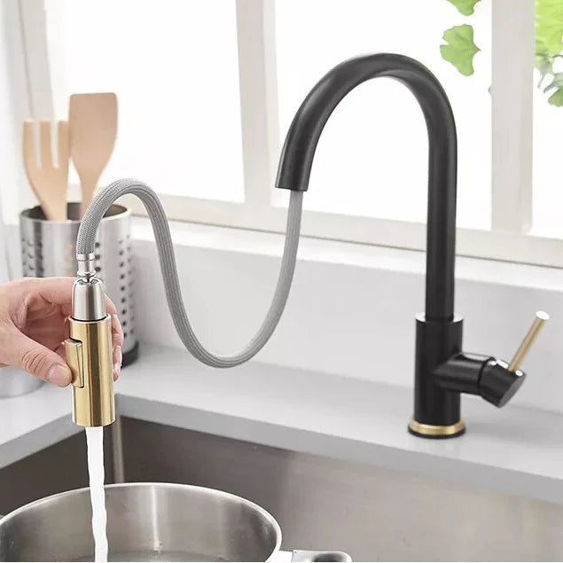 Robinet évier cuisine design mitigeur tactile pivotant - Noir