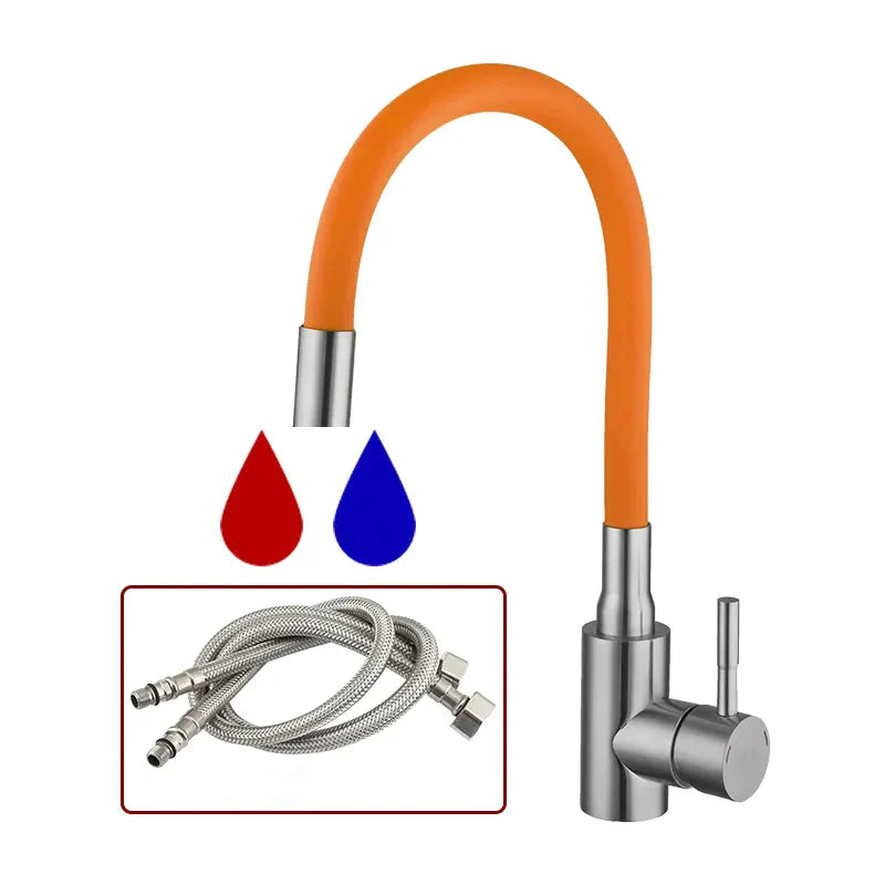 Robinet évier cuisine flexible coloré mitigeur - Argenté