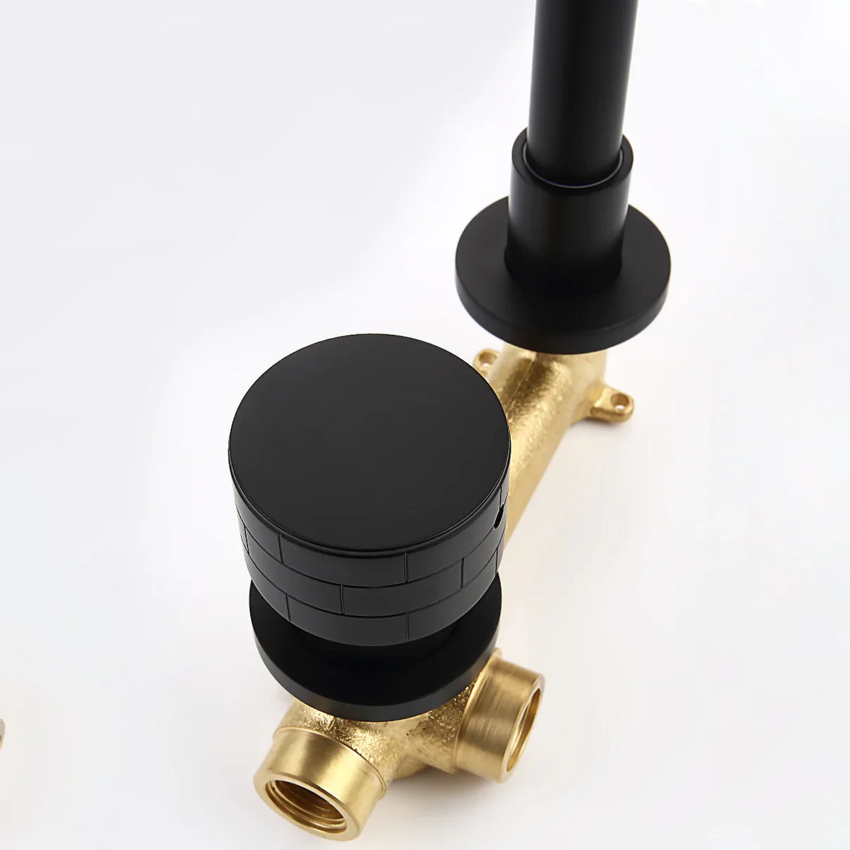 Robinet lavabo salle de bain mural encastrable mitigeur molette - Noir  - Laiton