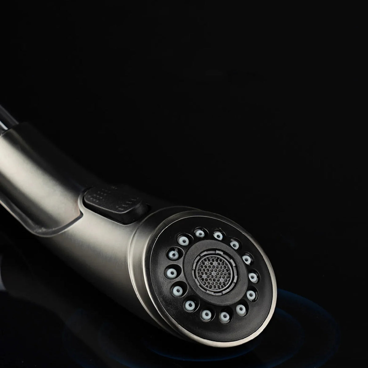 Robinet évier cuisine design flexible douchette - Noir - Laiton