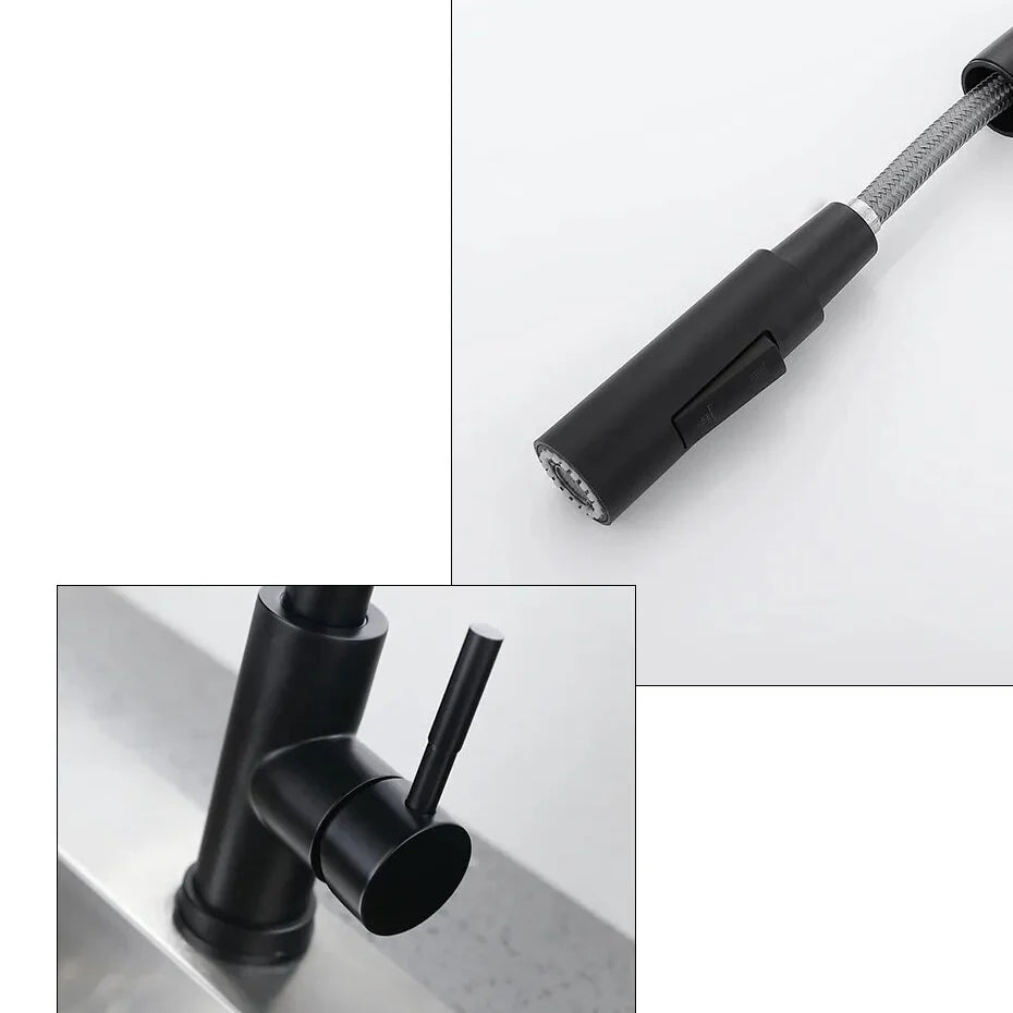 Robinet évier cuisine design mitigeur tactile pivotant - Noir