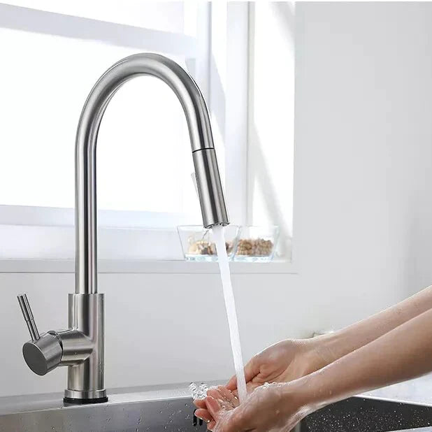 Robinet évier cuisine design mitigeur tactile pivotant - Argenté