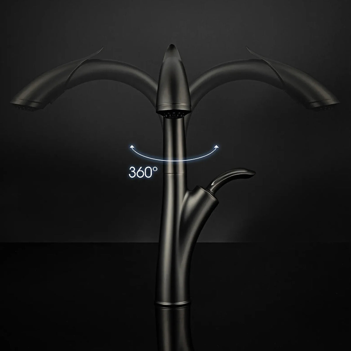 Robinet évier cuisine design flexible douchette - Noir - Laiton