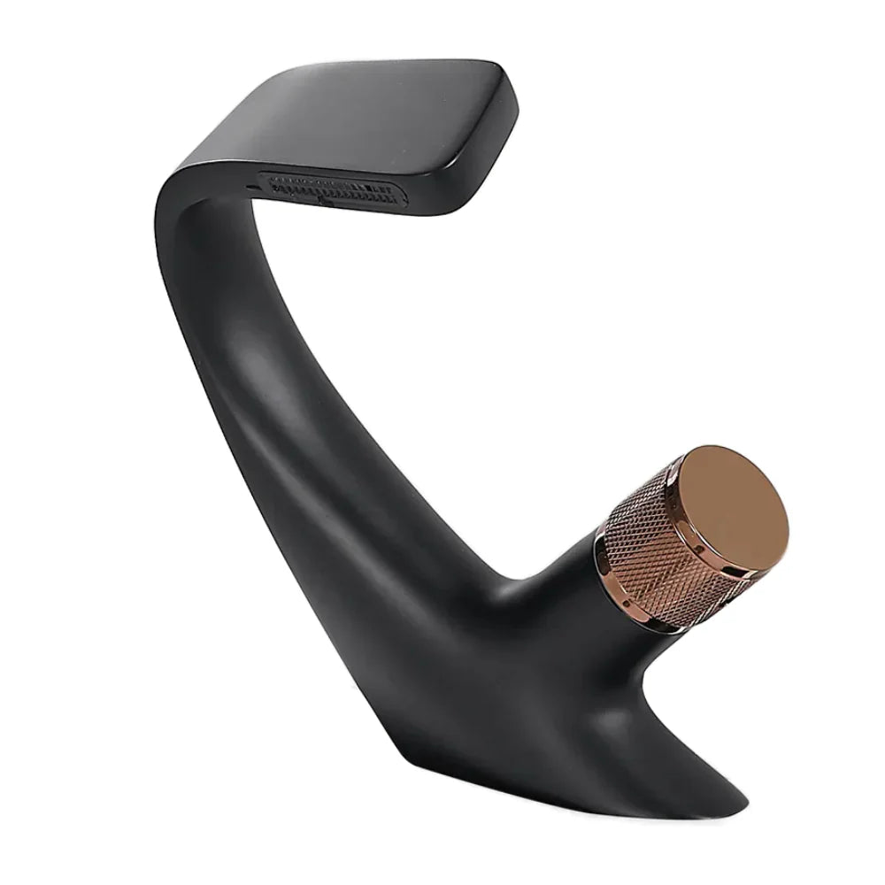 Robinet lavabo salle de bain incurvé mitigeur molette - Noir - Laiton
