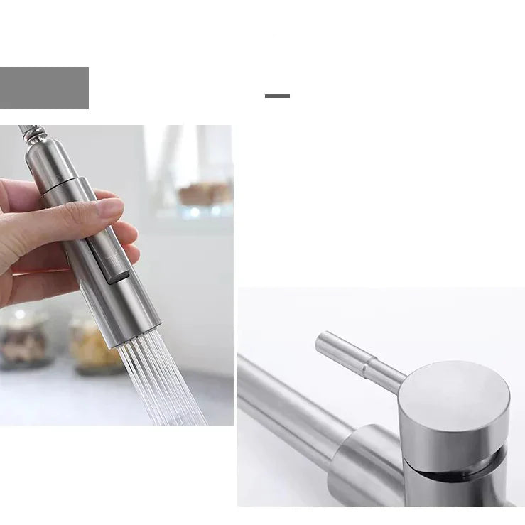 Robinet évier cuisine design mitigeur tactile pivotant - Argenté