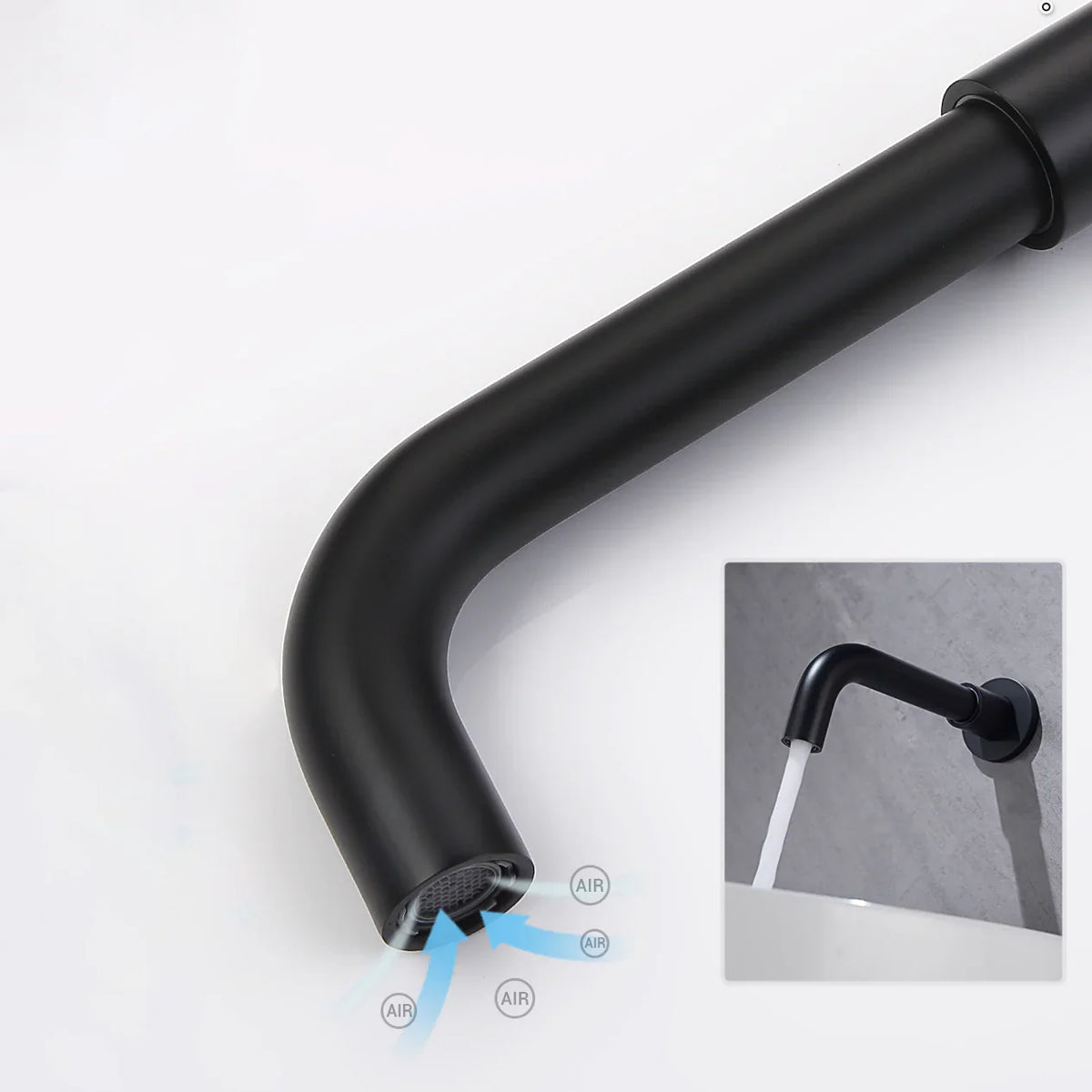 Robinet lavabo salle de bain mural encastrable mitigeur molette - Noir  - Laiton