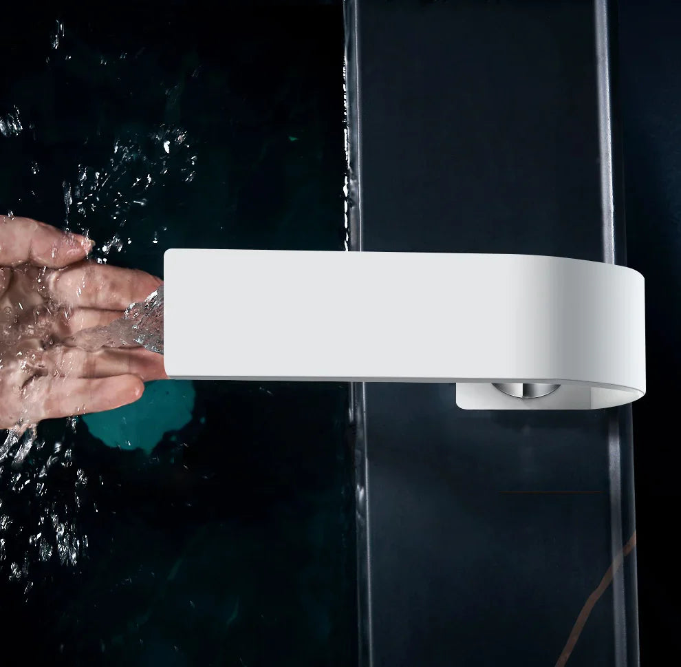 Robinet lavabo salle de bain plat incurvé - Blanc