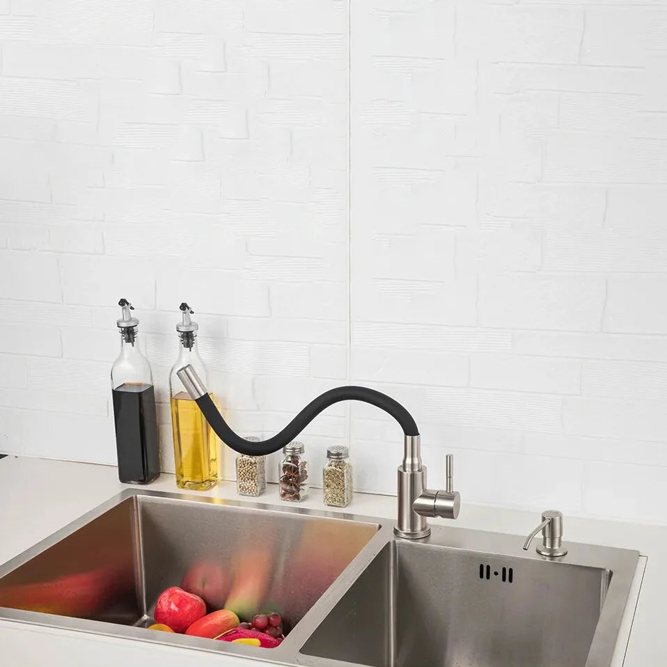 Robinet évier cuisine flexible coloré mitigeur - Argenté