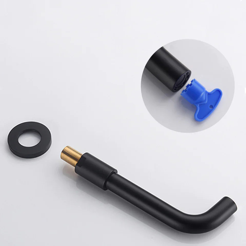 Robinet lavabo salle de bain mural encastrable mitigeur molette - Noir  - Laiton