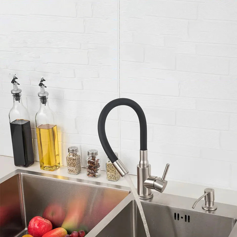 Robinet évier cuisine flexible coloré mitigeur - Argenté