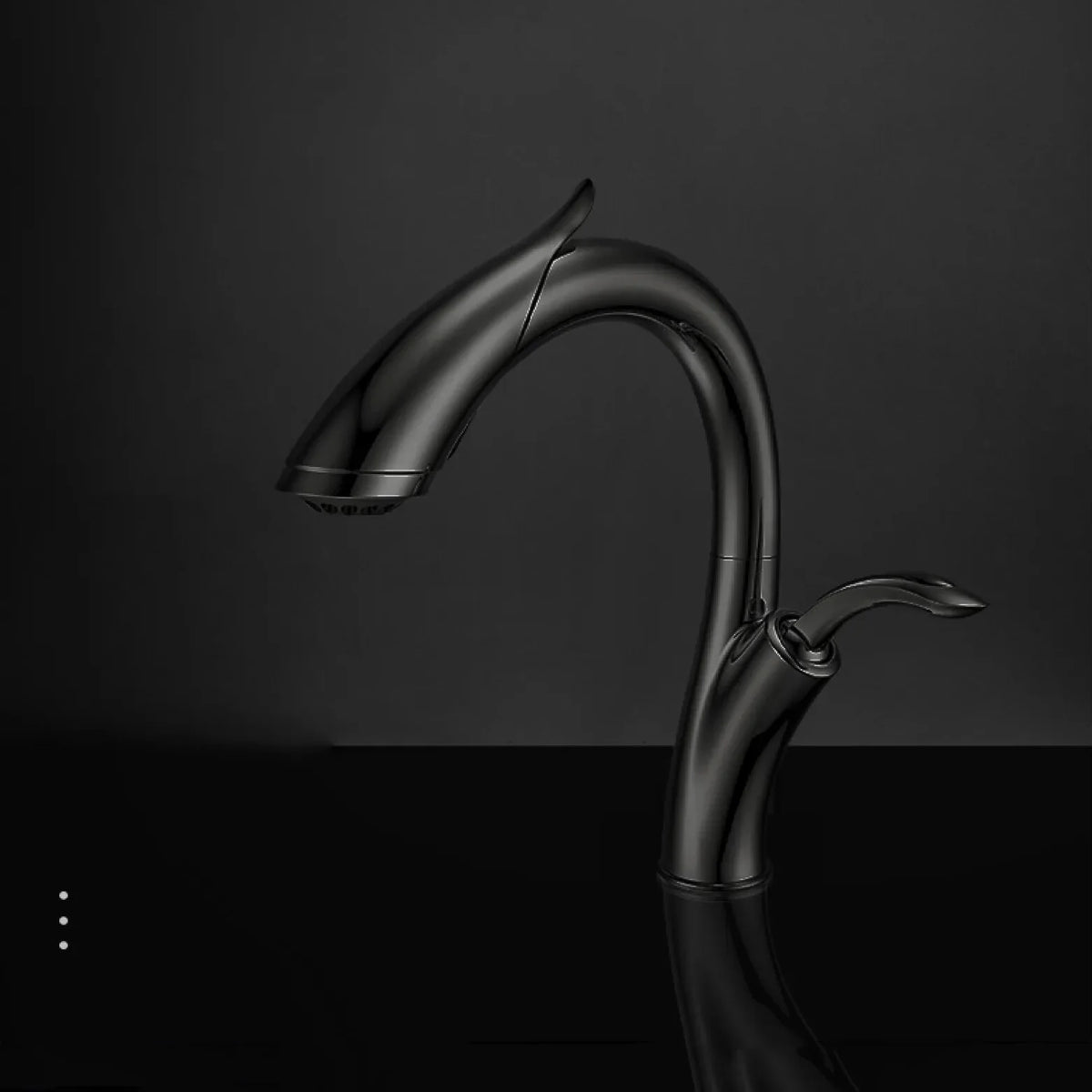 Robinet évier cuisine design flexible douchette - Noir - Laiton