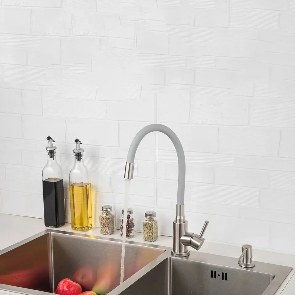 Robinet évier cuisine flexible coloré mitigeur - Argenté