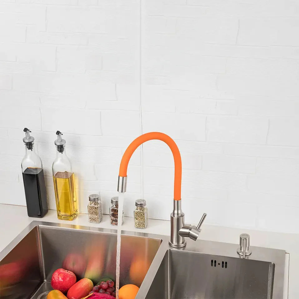 Robinet évier cuisine flexible coloré mitigeur - Argenté