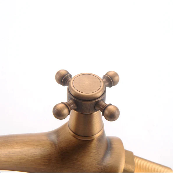 Robinet lavabo salle de bain rétro double poignées - Bronze - Laiton