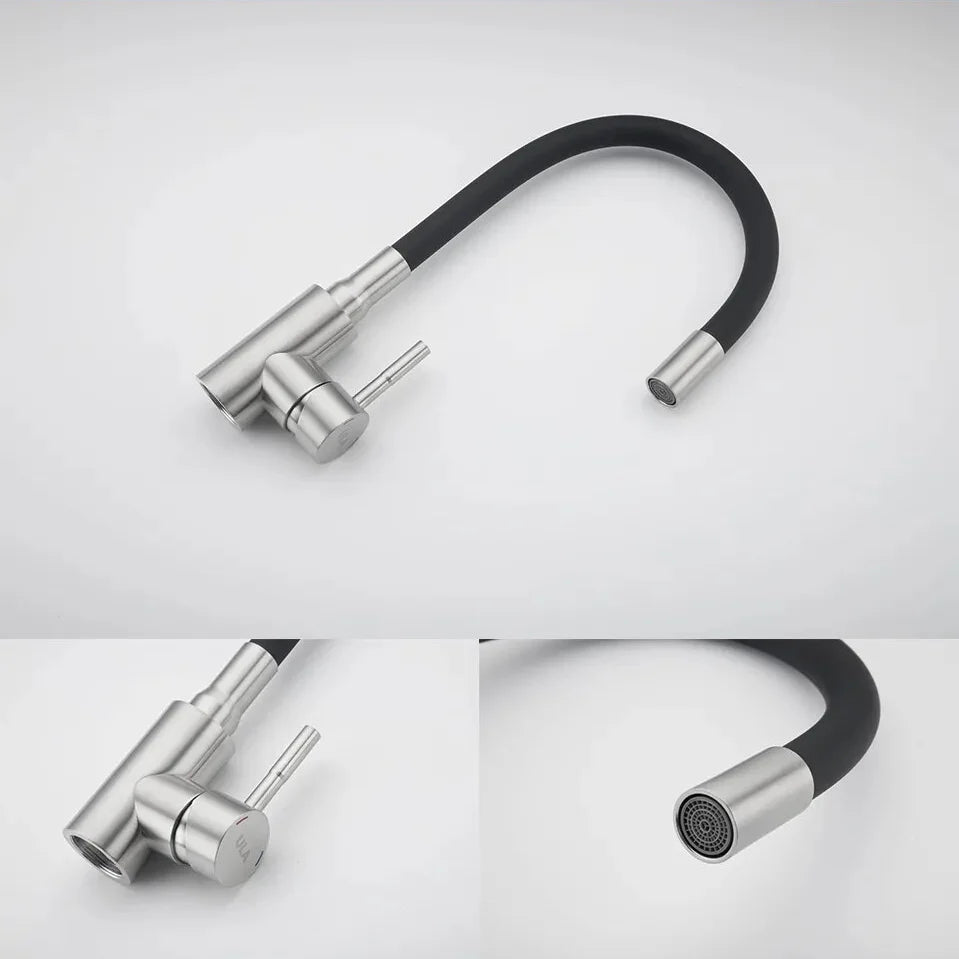 Robinet évier cuisine flexible coloré mitigeur - Argenté