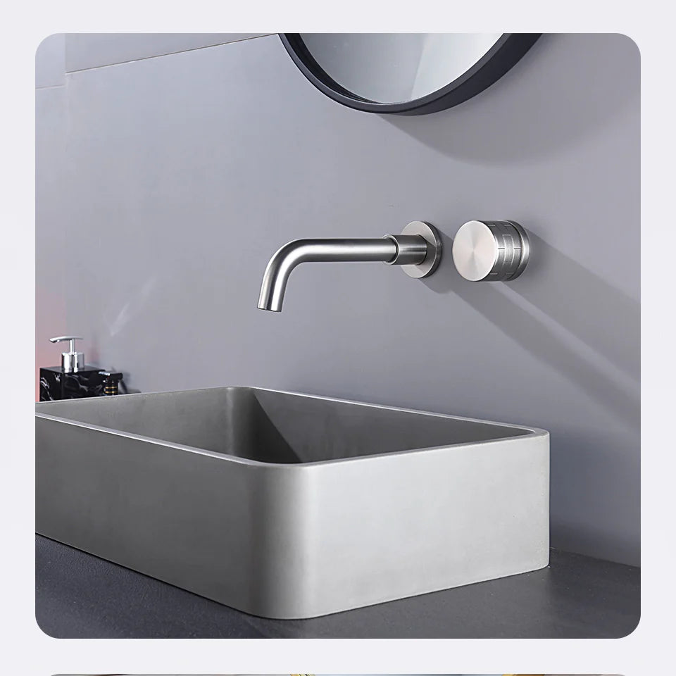 Robinet lavabo salle de bain mural encastrable mitigeur molette - Argenté - Laiton