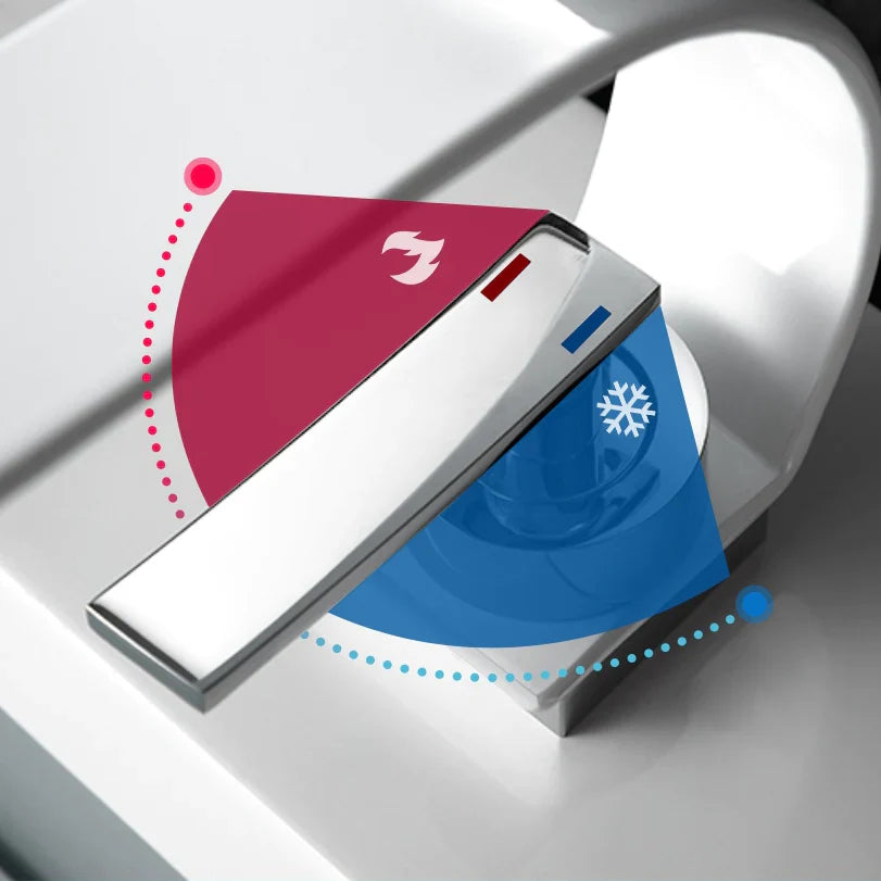 Robinet lavabo salle de bain plat incurvé - Blanc