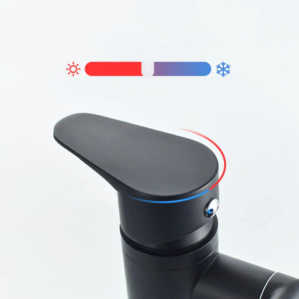 Robinet lavabo salle de bain pivotant rotatif multijet - Noir - Laiton