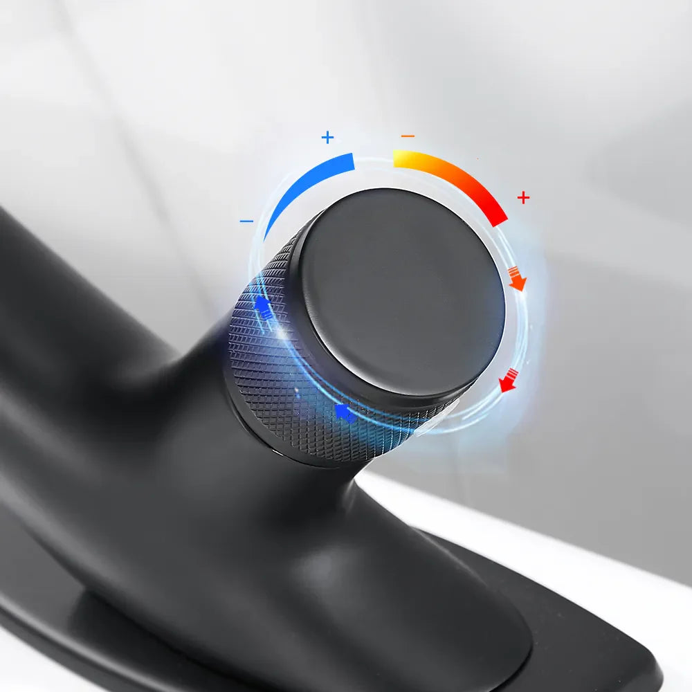 Robinet lavabo salle de bain incurvé mitigeur molette - Blanc - Laiton