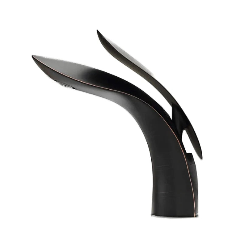 Robinet lavabo salle de bain mitigeur design arrondi - Noir - Laiton