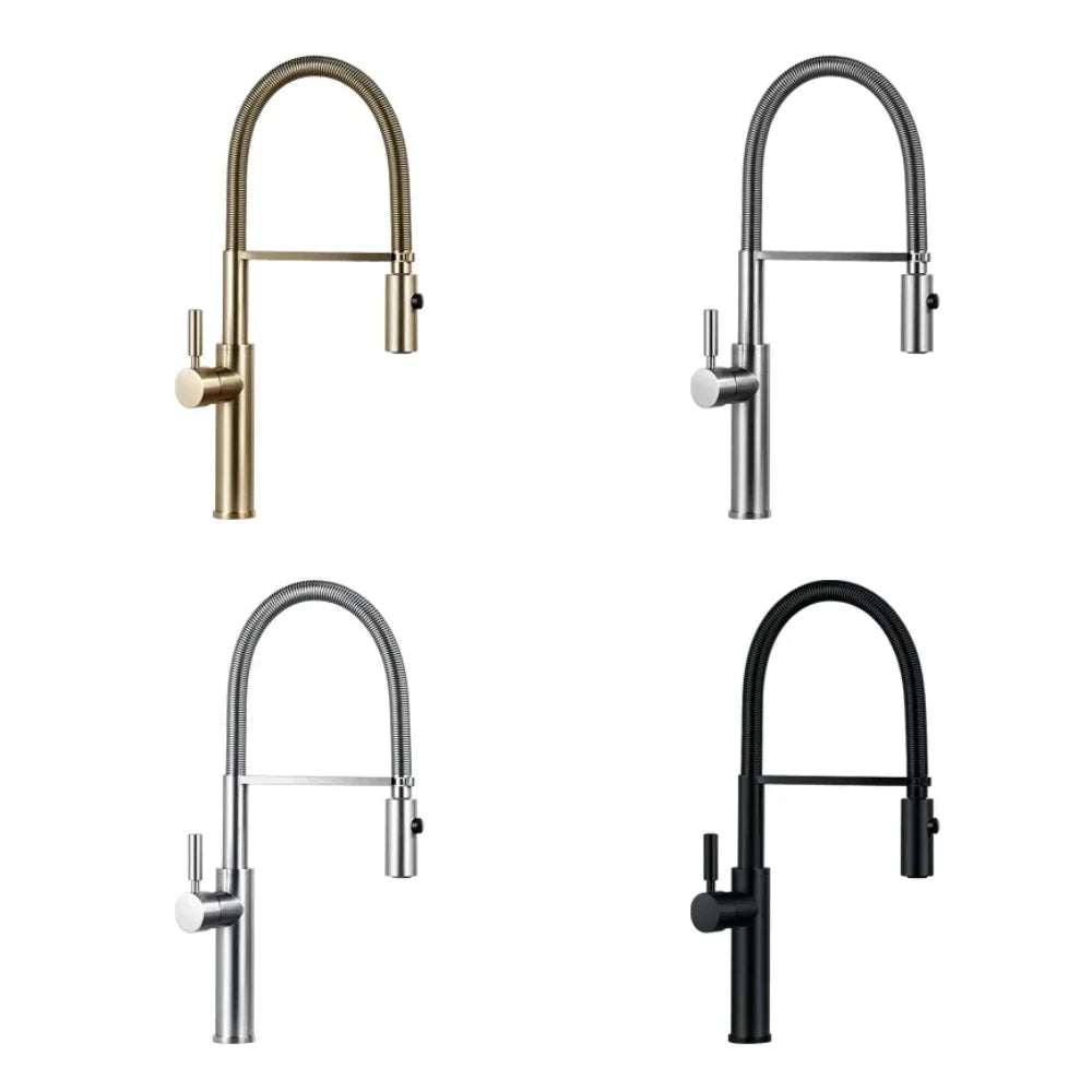 Robinet évier cuisine flexible douchette design - Noir - Laiton