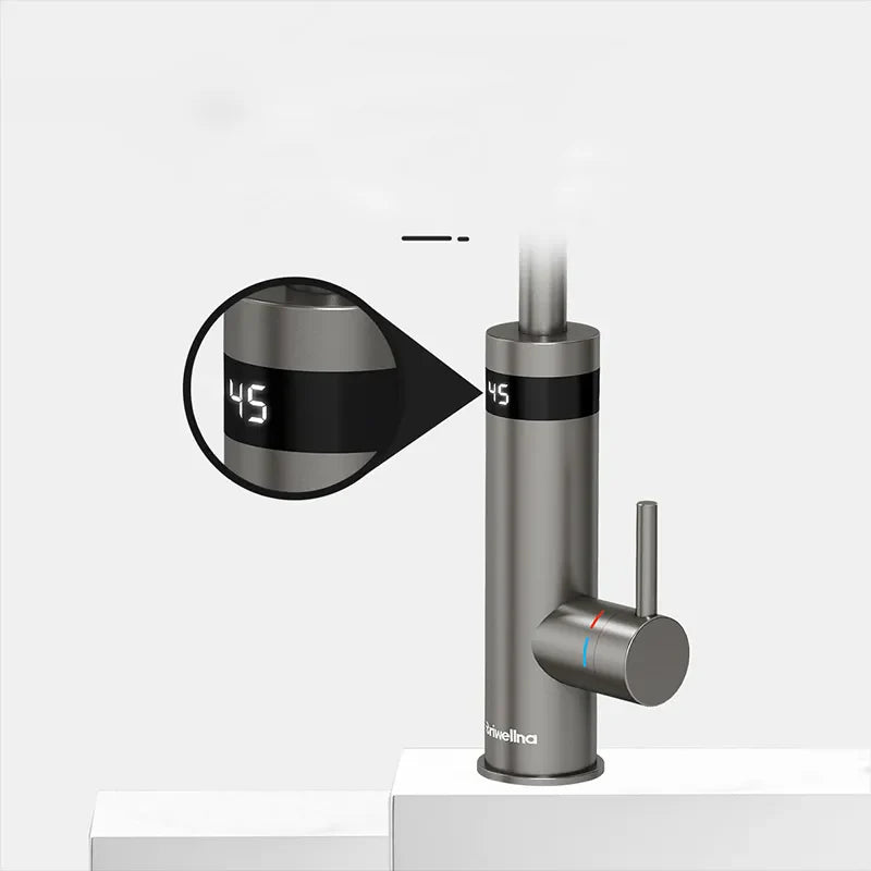 Robinet évier cuisine mitigeur affichage numérique thermostatique - Argenté