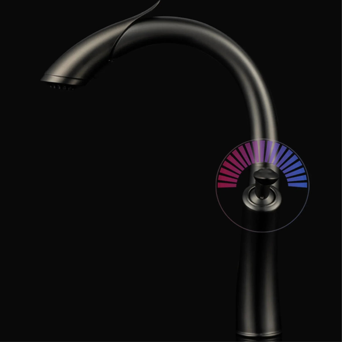 Robinet évier cuisine design flexible douchette - Noir - Laiton